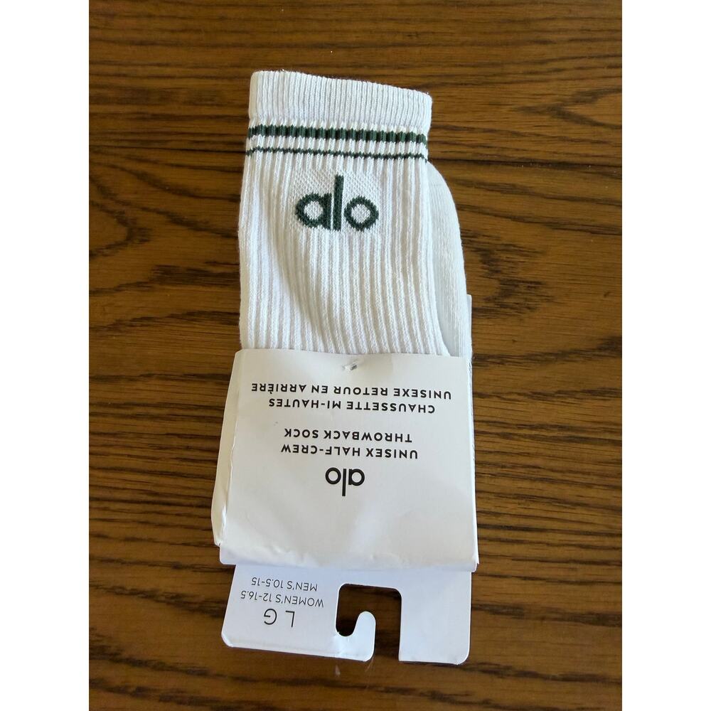 NEW NWT ALO Unisex Half Crew Throwback Socks Sz L